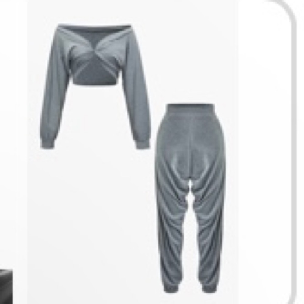 V neck twist top long sleeve with matching high waisted jogger